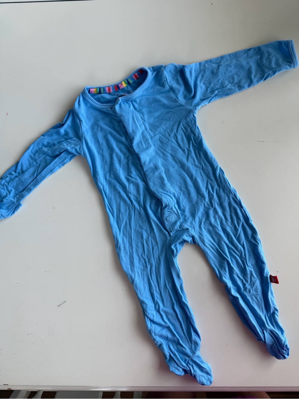 Magnetic Me Light Blue Long-Sleeve Footed One-Piece